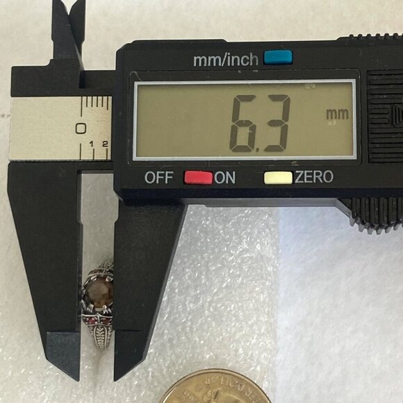 Sterling Silver 925 Dainty Round Smoky Quartz & Opal Accent Ring MISSING STONE - Picture 14 of 16